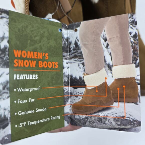 Ozark Trail Wedges Womens Winter Boots Size 7 Waterproof Faux Fur Zip Brown NWT - Picture 7 of 10